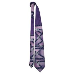 ELECTRIC NECKWEAR Men's Silk Power Tie Purple Graphic Chain and Buckle Print Y2K